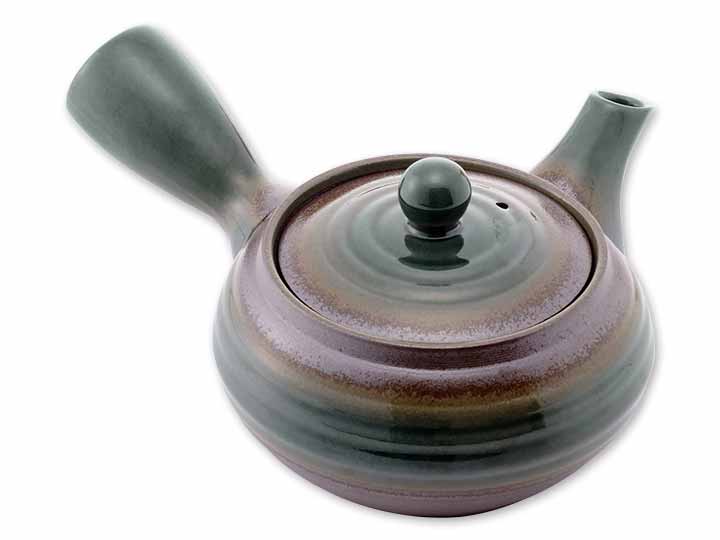 予約　万古焼　茶葉が広がる底網急須（織部釉）