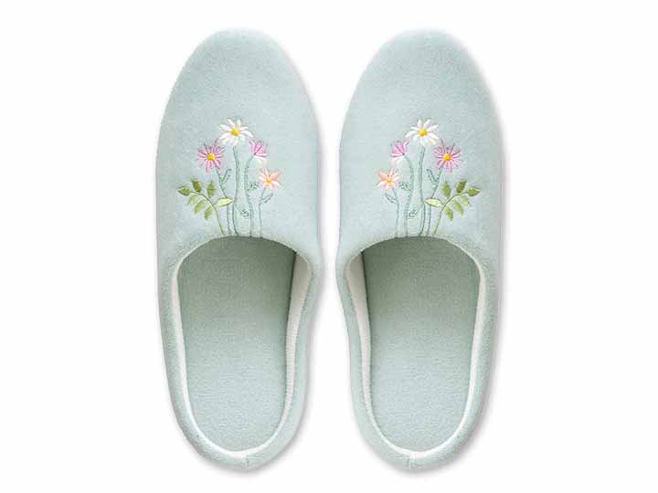 予約　ラ・エミーズ　スリッパ　ボタニカル　ライトグリーン