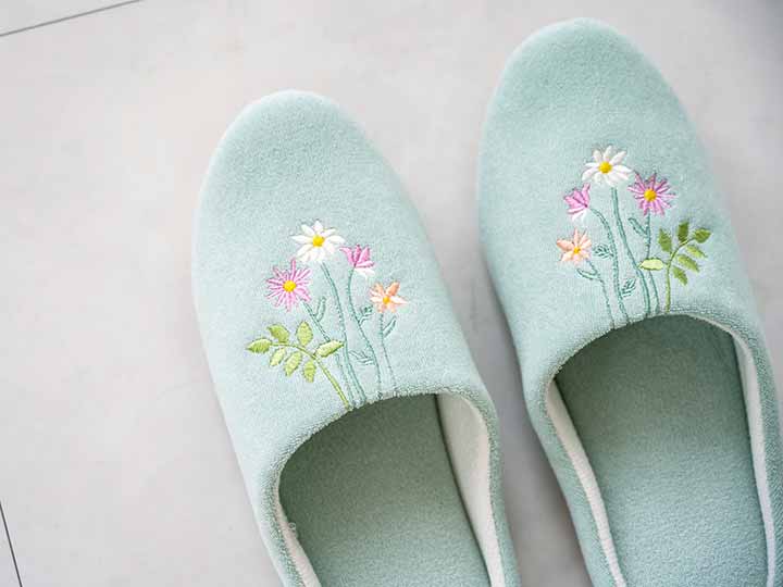 予約 ラ・エミーズ スリッパ ボタニカル ライトグリーン_2