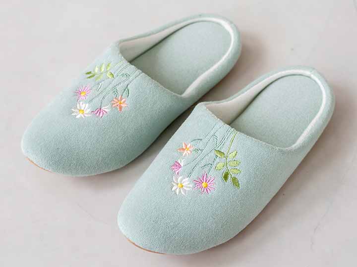 予約 ラ・エミーズ スリッパ ボタニカル ライトグリーン_3