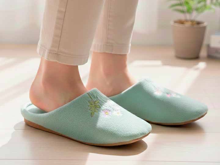 予約 ラ・エミーズ スリッパ ボタニカル ライトグリーン_4