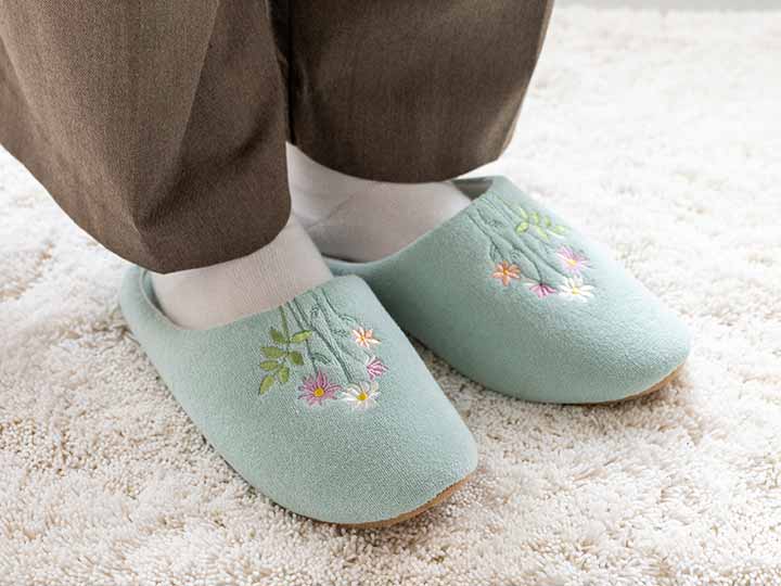 予約 ラ・エミーズ スリッパ ボタニカル ライトグリーン_5