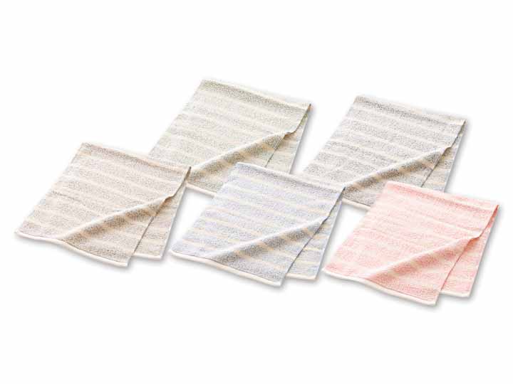 プラクリティ　オーガニック×リサイクルコットン　すっきりサイズのフェイスタオル5色組