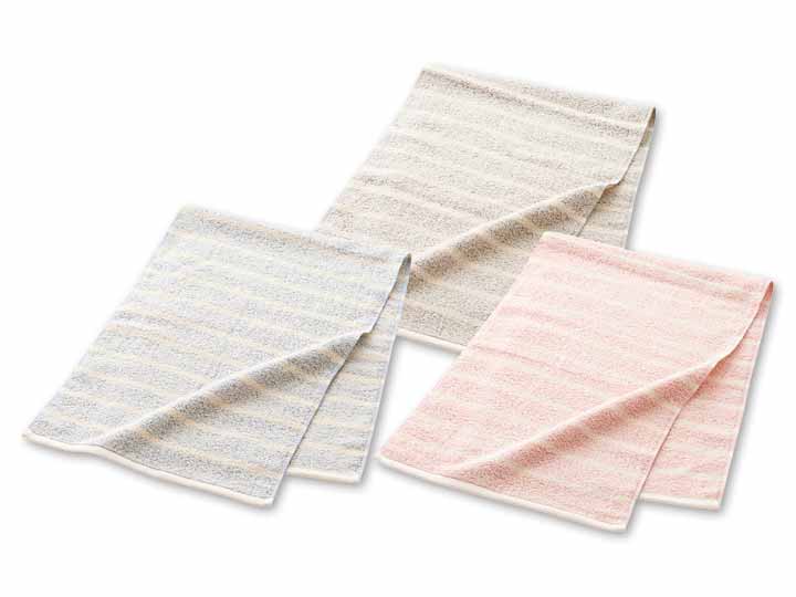 プラクリティ　オーガニック×リサイクルコットン　スリムサイズのミニバスタオル3色組