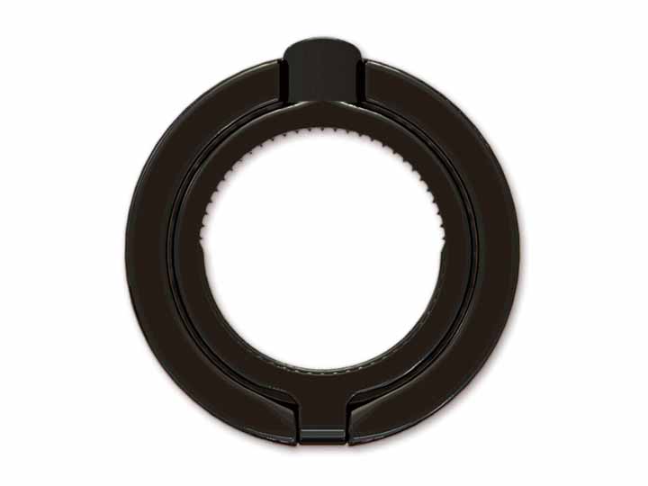 予約　スマホリング＋キャップオープナー　ブラック