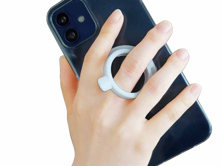 予約　スマホリング＋キャップオープナー　ホワイト_2