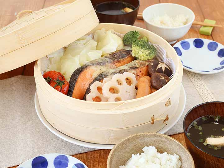 予約　たっぷり入る蒸しセイロ（24CM）受け台・シリコーンシート2枚付_2