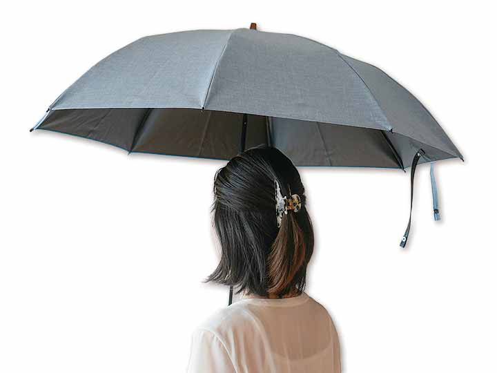 予約　シャンブレーシェード晴雨兼用折り畳み傘50CM　ネイビーグレー_2