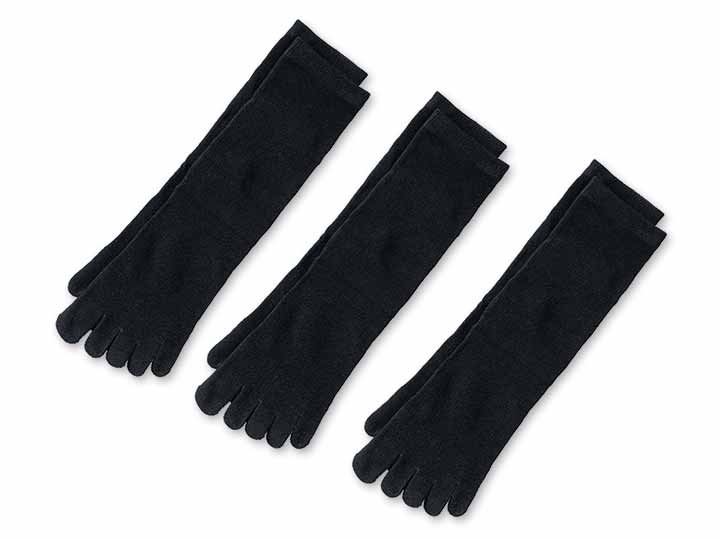 予約　黒の消臭5本指ソックス　3足組　25〜28CM