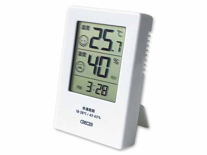 デジタル時計付　温湿度計　室内用　ＣＲ−2600　ホワイト