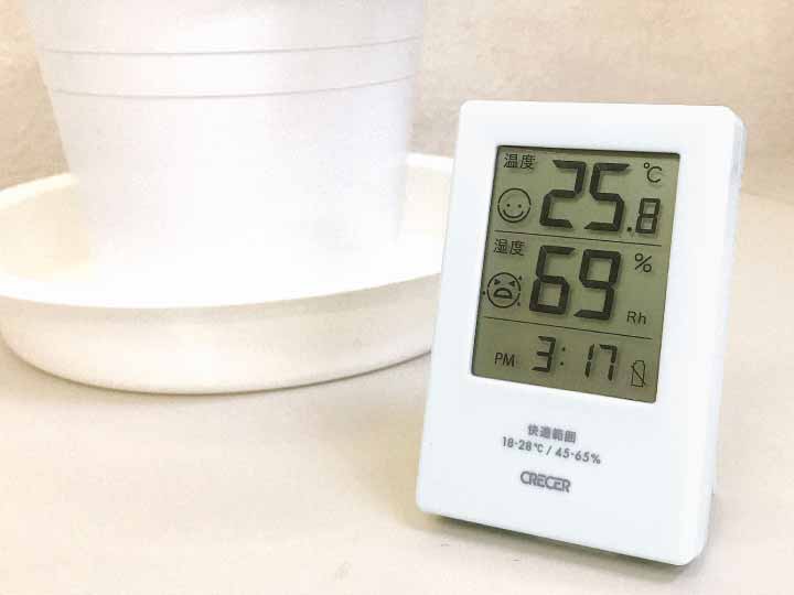 デジタル時計付　温湿度計　室内用　ＣＲ−2600　ホワイト_2