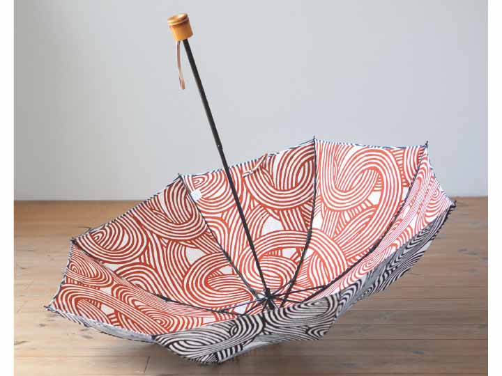 予約　伊砂文様　折りたたみ傘50CM8本骨　結（藍／オレンジ）_5