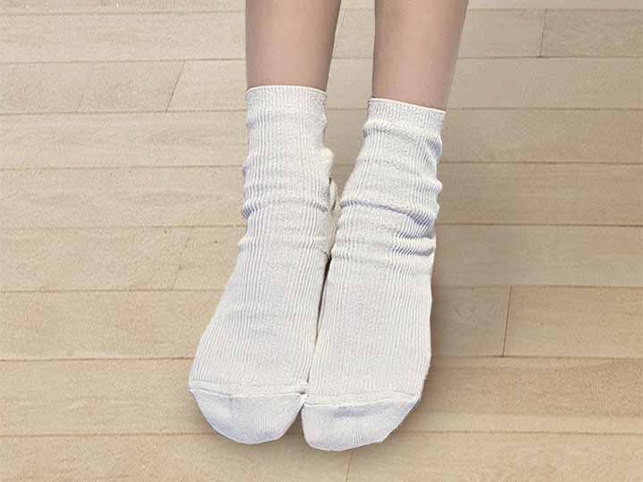 予約　ささ和紙キッズリブソックス　オフホワイト　20〜22CM