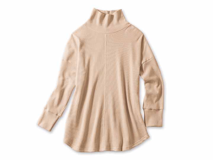 予約　ｅｃｌａＴ　ｓｔｙｌｅ毎日活躍コットンワッフルゆったりチュニック　ベージュ　Ｍ〜Ｌ