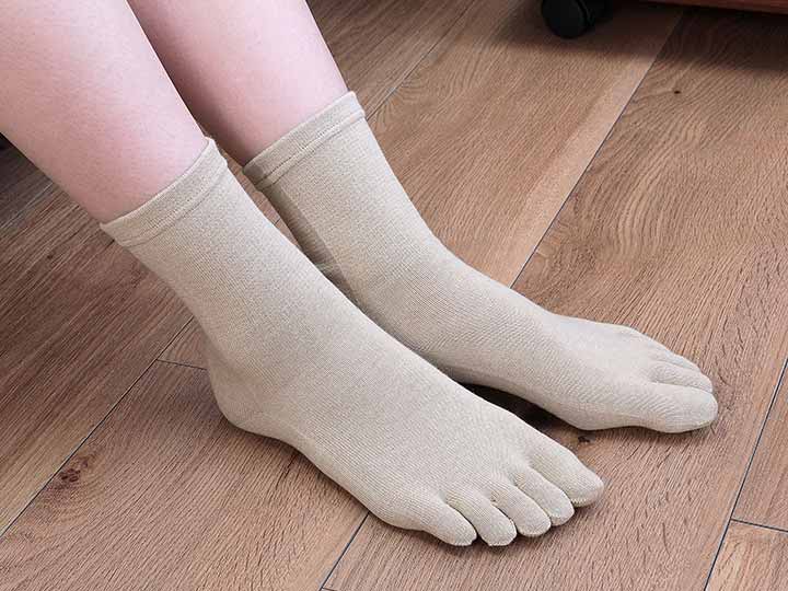 予約 い草染めオーガニックコットン5本指靴下 婦人用_3