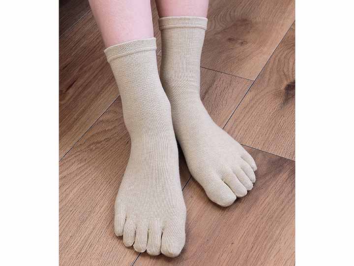 予約 い草染めオーガニックコットン5本指靴下 婦人用_4