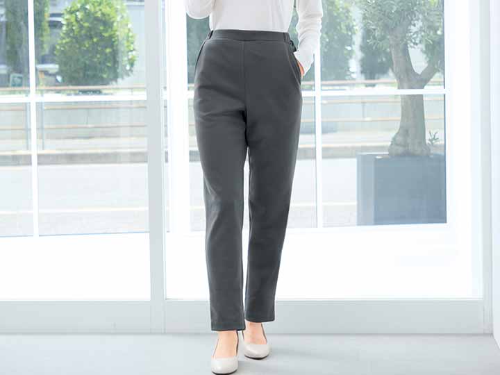 予約 eclaT style スタイルアップあったかストレートパンツ チャコールグレー L_3