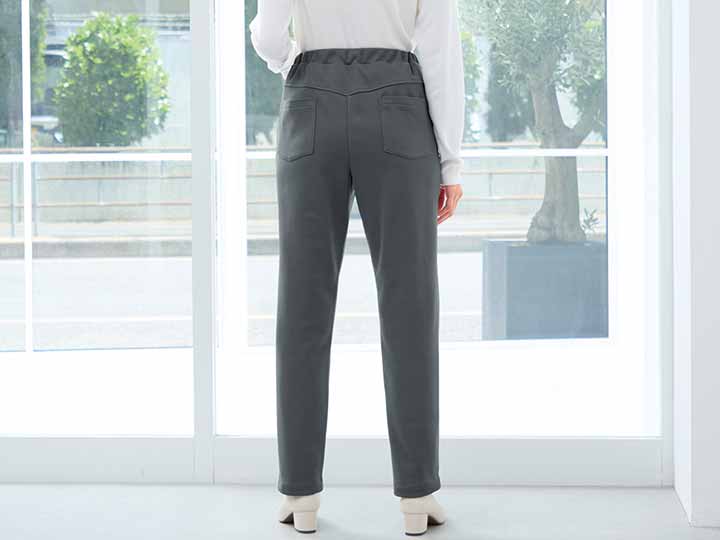 予約 eclaT style スタイルアップあったかストレートパンツ チャコールグレー L_4