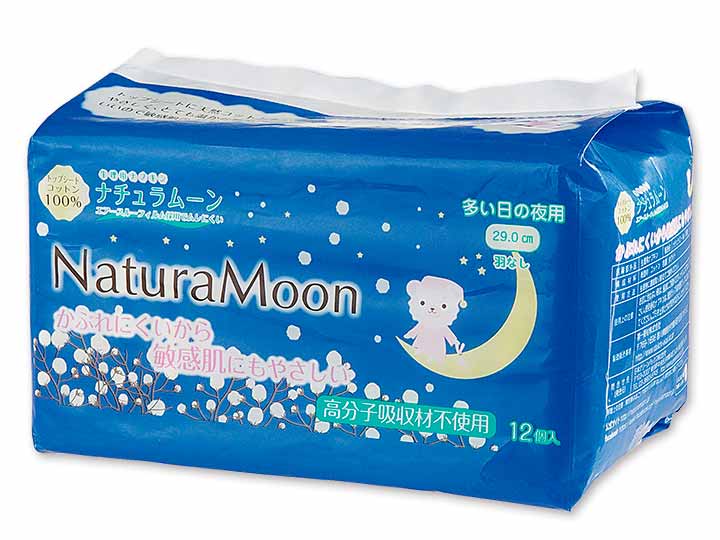ナチュラムーン　生理用ナプキン　多い日の夜用羽なし　29CM　12コ入