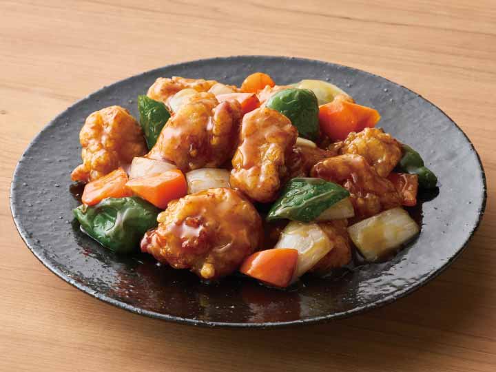 野菜をくわえて　阿波すだち鶏唐揚げと野菜の甘酢あん_2