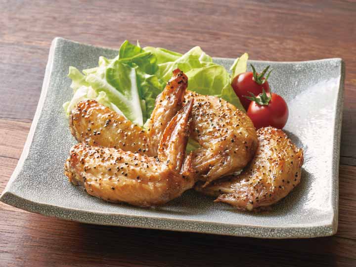国産若鶏の手羽先　黒胡椒焼き