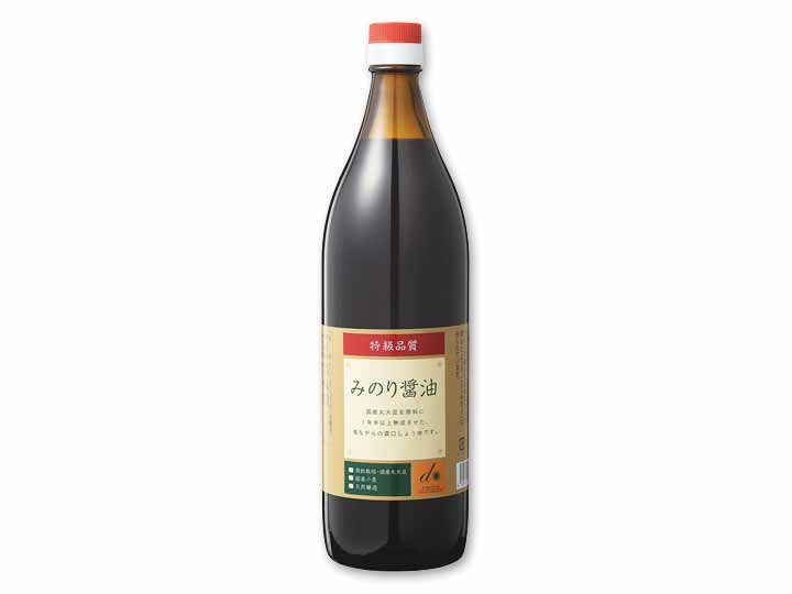 登録　特級　みのり醤油（国産丸大豆）・900ML