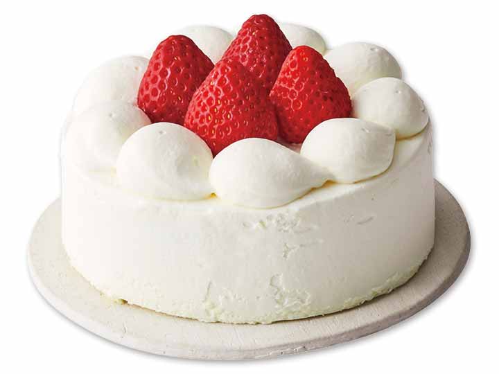 【予約】12／20週配送　北海道純生クリームを味わうホワイトケーキ（4号）＆フレッシュ苺セット