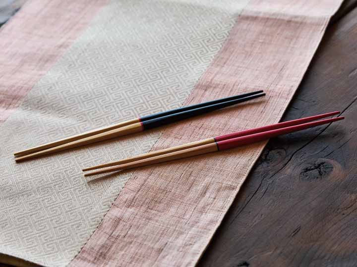 【予約】12／15週　祝い箸23CM／赤黒2膳セット_2