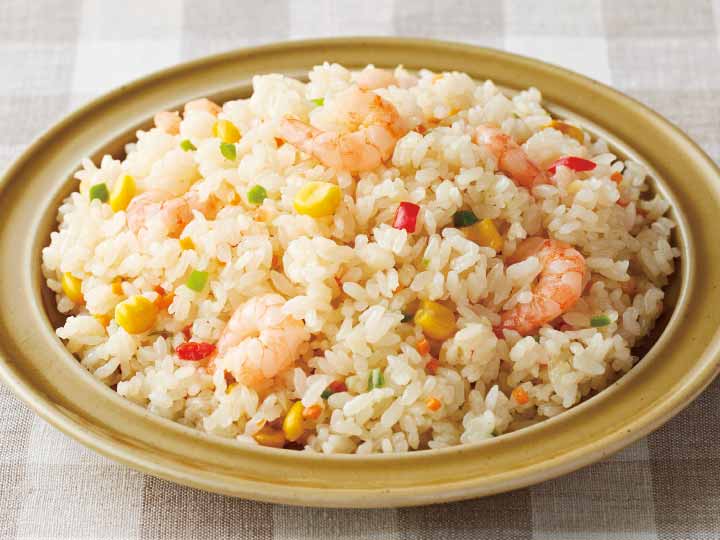 登録　5種野菜と国産バターの香り　天然えびと国産野菜のピラフ