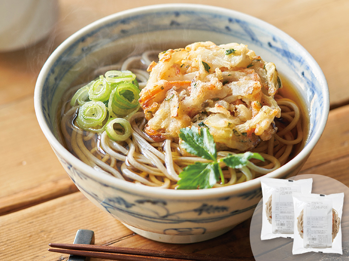 【お得な2パック】4種の国産野菜と小あみのミニかき揚げ蕎麦