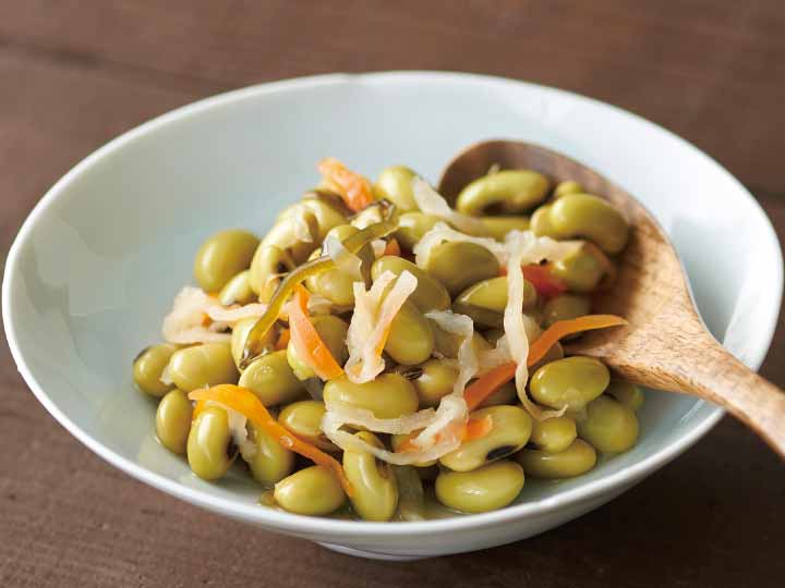 あると便利な副菜　切干大根と青大豆のひたし豆煮