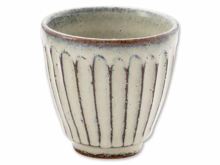 予約5／18週　へちもん　信楽焼　白釉彫湯呑（1コ）