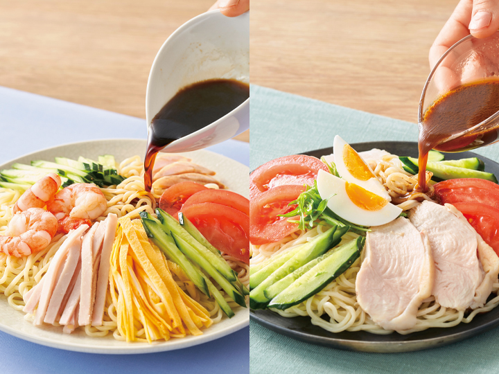 【お得3％ポイント】平飼たまご麺の冷やし中華（醤油だれ＆金ごまだれ）