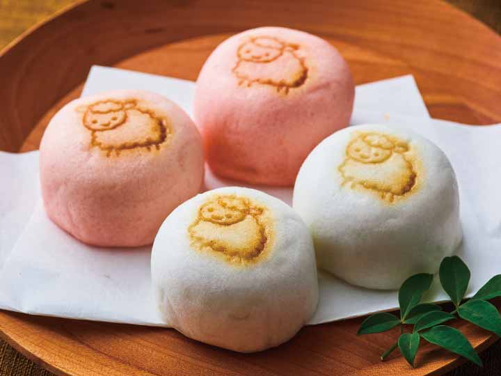 【予約】12／25〜配送　謹賀新年　干支の上用饅頭（羊）紅白