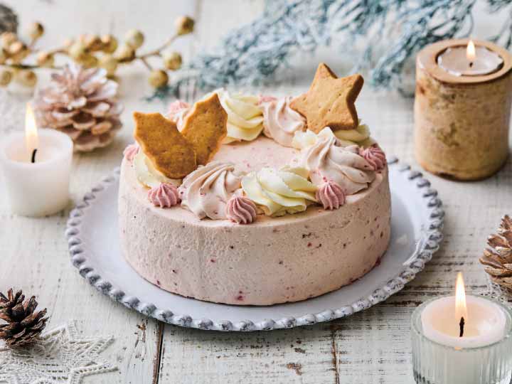 【予約】12／14週　有機苺の生クリームとカスタードクリームのケーキ（クッキー付き）5号