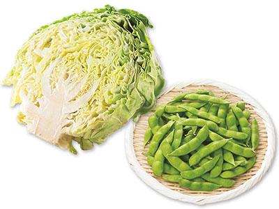 あま夏キャベツ・1/2コ&うま味ふっくら枝豆・200G写真