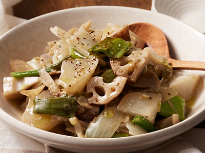 【ベジオタのひと皿】とろ〜り深谷ねぎと冬野菜の白いラタトゥイユ（5品目）写真