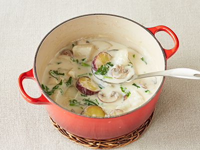 【ベジオタのひと皿】野菜の出汁で！春野菜のさっぱりサラダシチュー写真