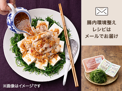 腸おいしい　食材セット・おかひじきと豚肉の麹香味だれ写真