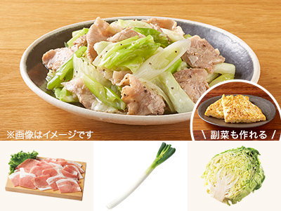 レシピ付き食材セット・豚肉の塩ダレ香味炒め+副菜写真