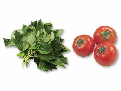 夏に食べたい モロヘイヤ&トマトのセット写真