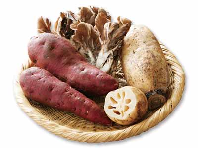 秋の味覚！れんこん＆さつまいも＆まいたけセット写真