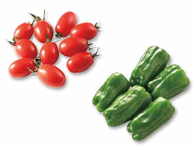 加熱しても美味！パリっとピーマン＆ミニトマトのセット写真