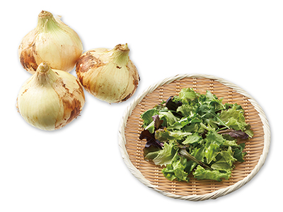 サッと春らしいサラダに　新玉ねぎ＆ベビーレタスミックスのセット写真