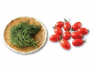 さっぱり食べたい　おかひじき＆ミニトマトのセット写真