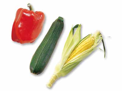 3種の夏野菜食べきりセット（とうもろこし・ズッキーニ・パプリカ）写真