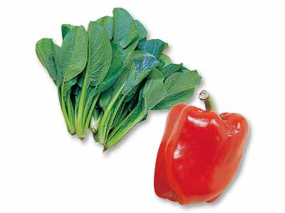 彩り炒めセット　小松菜＆パプリカのセット写真