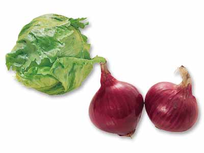 サラダが主役！赤たまねぎ＆レタスのセット写真