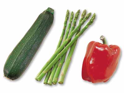 蒸してもおいしい彩り野菜　ズッキーニ＆アスパラ＆パプリカのセット写真