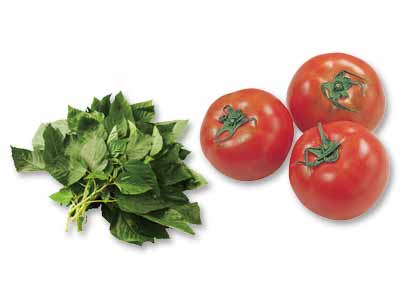 食卓に彩りと活力を!モロヘイヤ&トマトのセット写真